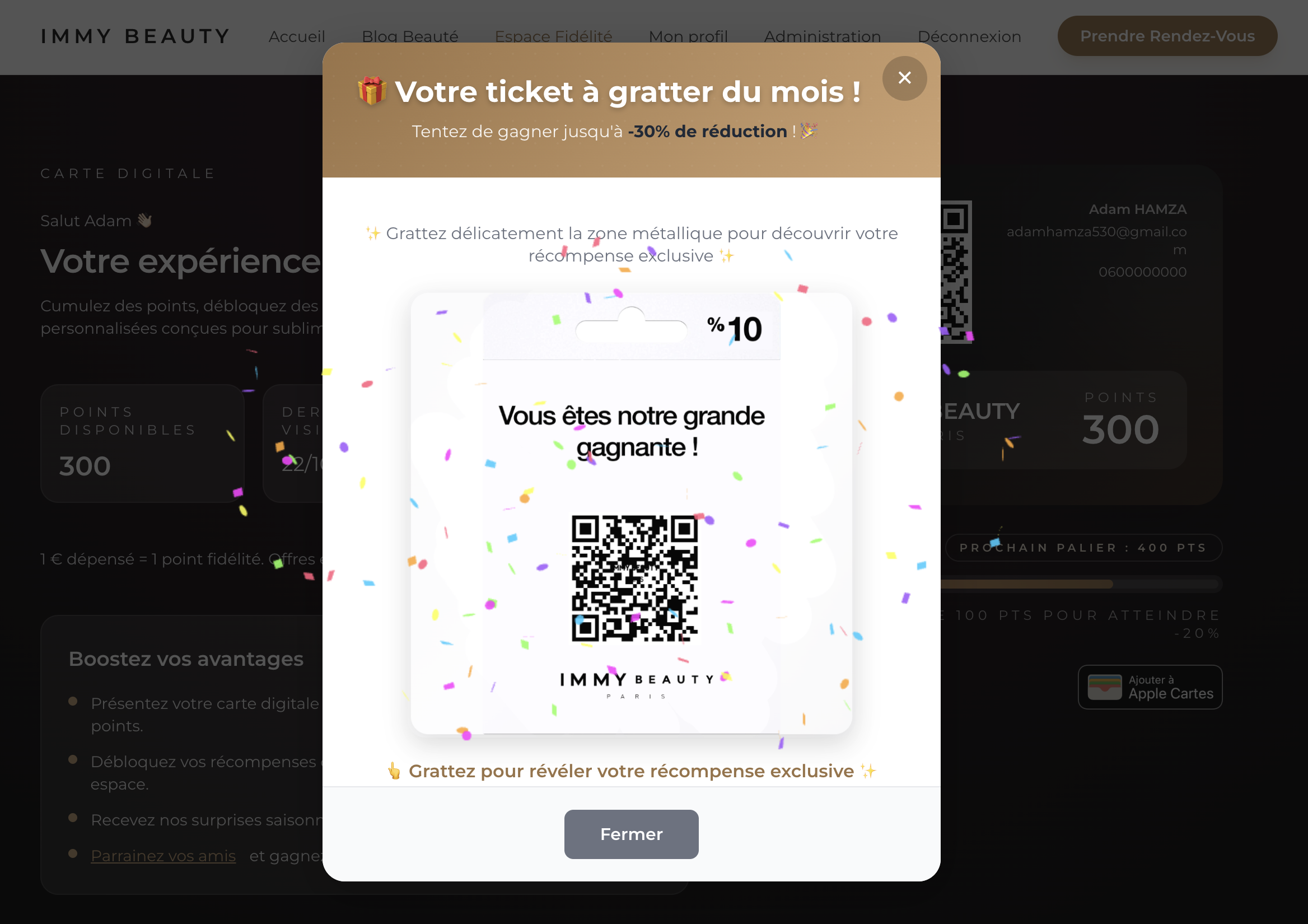 Ticket à gratter virtuel